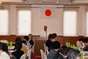 講演する山口縦史靖国神社宮司